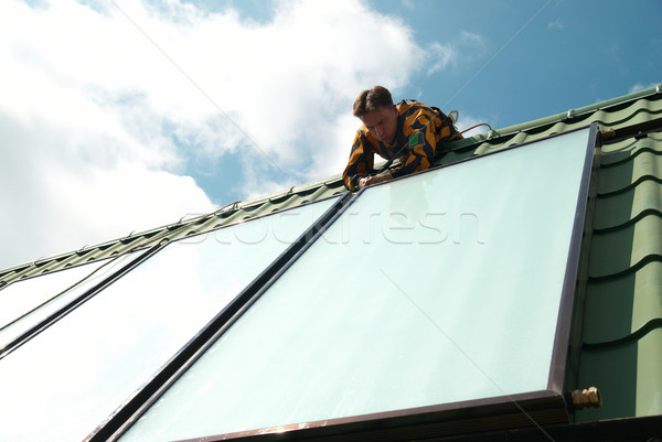 Erector of solar water system Stock photo © vapi