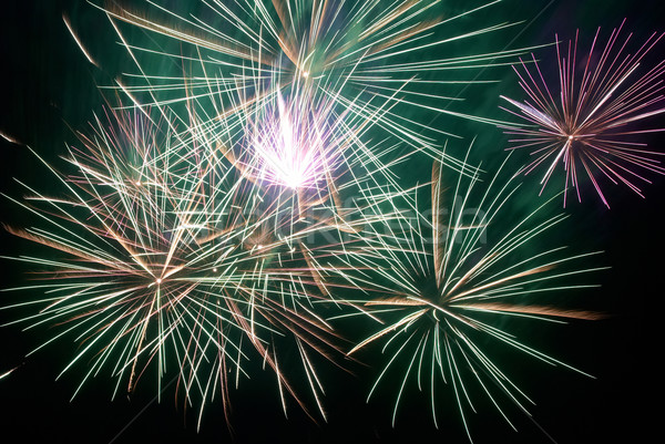 Colorato fuochi d'artificio nero cielo acqua felice Foto d'archivio © vapi