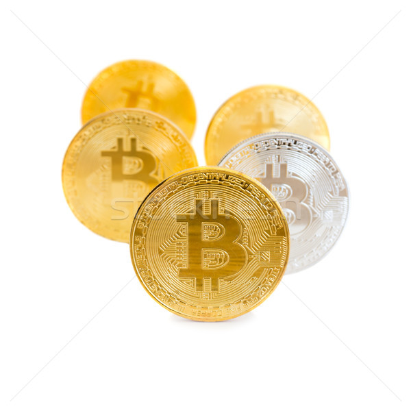 Stack of golden bitcoins Stock photo © vapi