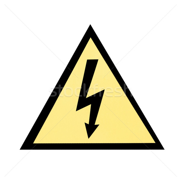 [[stock_photo]]: électriques · urgence · signe · jaune · isolé · blanche