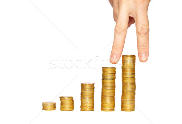 Bem sucedido mão topo moedas de ouro assinar Foto stock © vapi