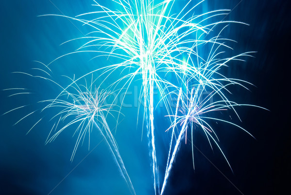 Színes tűzijáték kék fekete égbolt ünnep Stock fotó © vapi