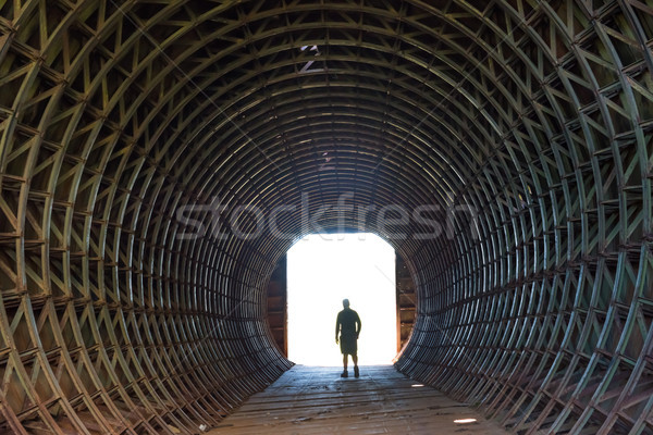 Silhueta homem túnel luz escuro Foto stock © vapi