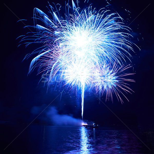 Kék tűzijáték színes fekete égbolt boldog Stock fotó © vapi