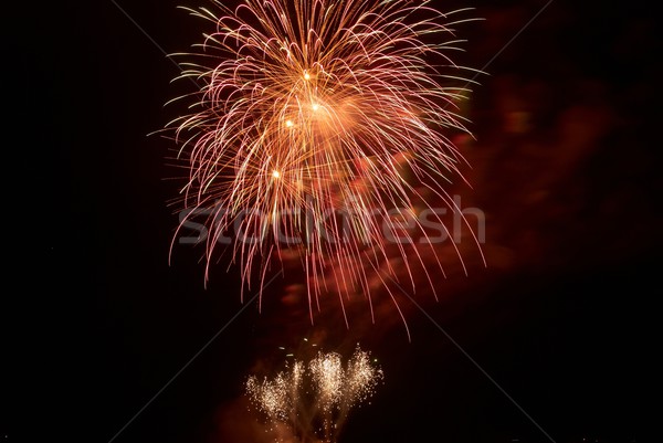 Foto stock: Belo · fogos · de · artifício · preto · céu · feliz · luz