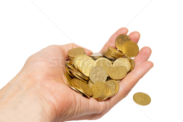Many coins in cupped hands isolated on white. Stock photo © vapi