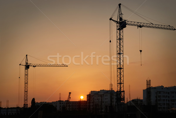 Industrial paisaje industrial siluetas negocios edificio sol Foto stock © vapi