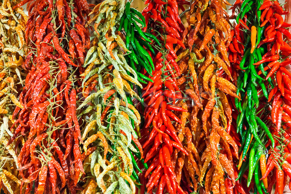 Red and green hot chilly peppers Stock photo © vapi