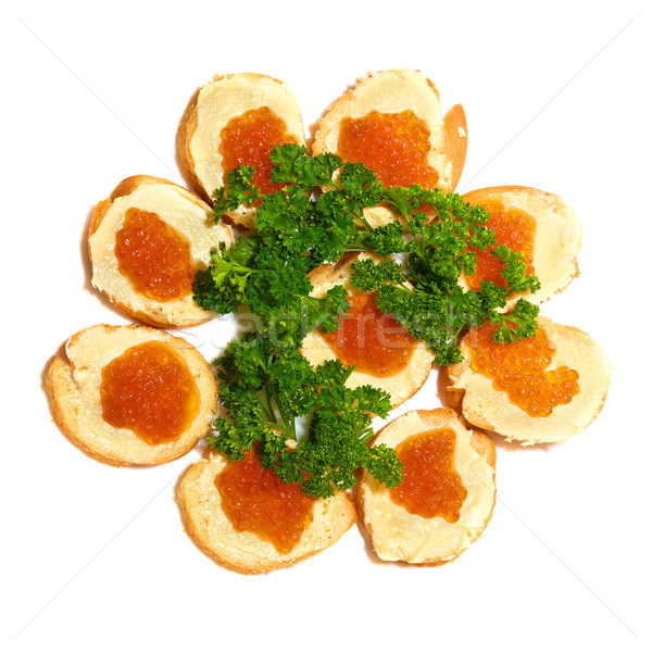 Tartlets with red caviar Stock photo © vapi