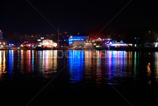 Város fények színes puha víz tükröződés üzlet Stock fotó © vapi