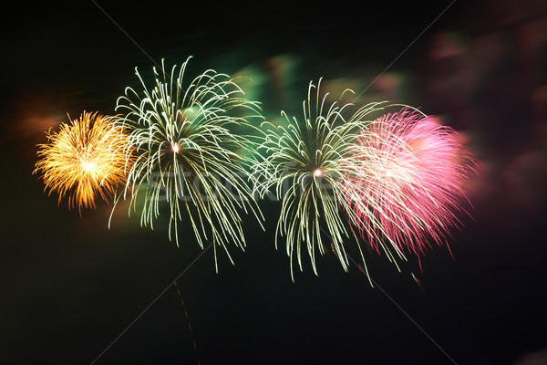 Colorato fuochi d'artificio rosso nero cielo felice Foto d'archivio © vapi