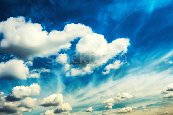 Stockfoto: Witte · pluizig · wolken · blauwe · hemel · natuur · hemel