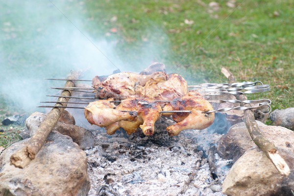 ストックフォト: 食欲をそそる · 焼き · ケバブ · 金属 · 食品 · 木材