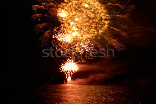 Holiday fireworks above lake Stock photo © vapi