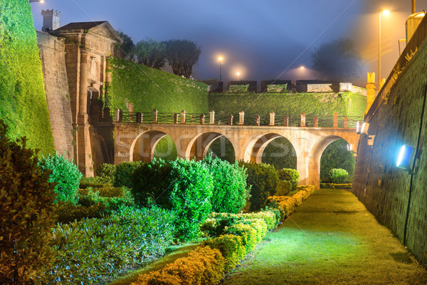 Night view of Castillo de Montjuic Stock photo © vapi