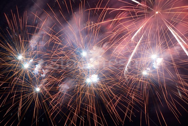 [[stock_photo]]: Feux · d'artifice · noir · ciel · résumé · lumière · fond