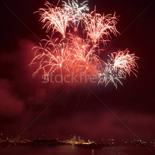Stock fotó: Színes · ünnep · tűzijáték · piros · fekete · égbolt