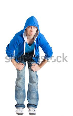 Handsome Young man dressed casual. Blue. Isolated Stock photo © varlyte