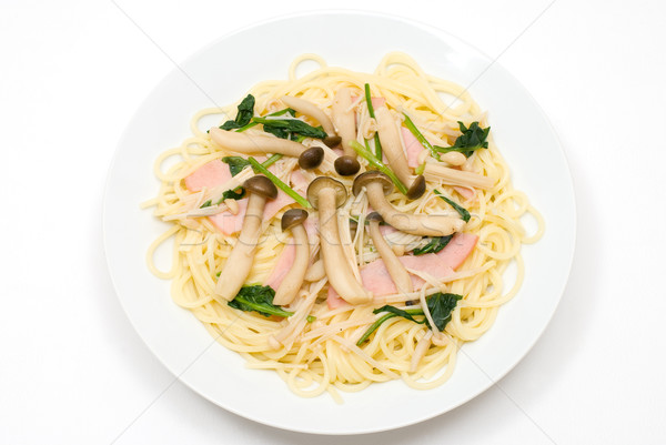 Ciupercă spaghete alimente verde carne alb Imagine de stoc © varts