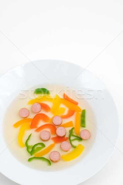 Supă subtire felie cârnat portocaliu Imagine de stoc © varts