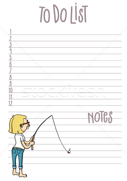 To do list. Daily, weekly, monthly planner. Page for notes with cute cartoon character. Vector print Stock photo © vasilixa