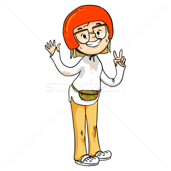 Komik karikatür kız kırmızı kask Stok fotoğraf © vasilixa