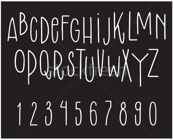 Hand Drawn Font Vector Set Of Letters And Numbers On Black