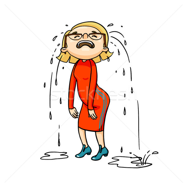 Crying cartoon girl. Vector isolated hand drawn character shedding tears. Stock photo © vasilixa