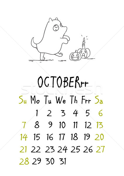 October page. Calendar 2018. Just dogs Stock photo © vasilixa