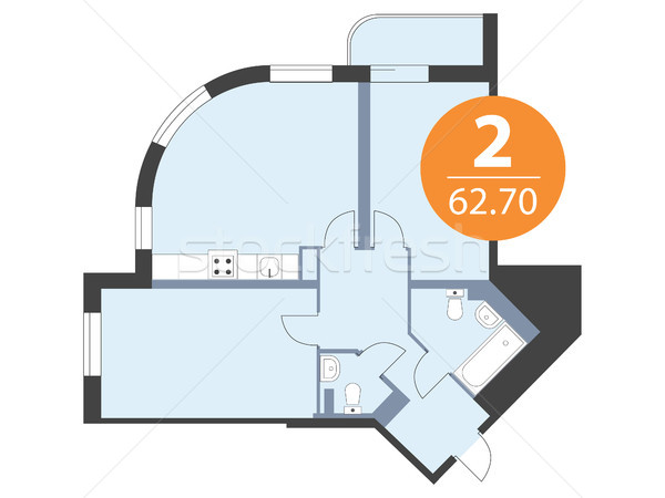 Floor plan of apartment top view. House vector blueprint design. Stock photo © vasilixa