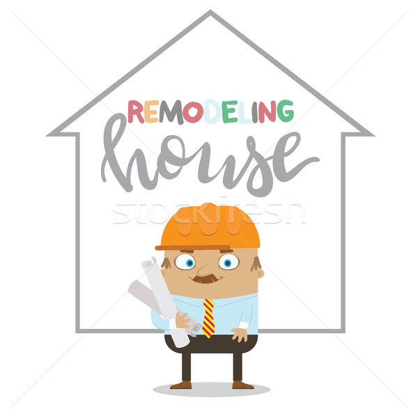 Colorful construction worker in helmets for different house remodeling Remodeling house Stock photo © vasilixa