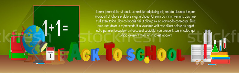 Horizontal banner with school items. Vector flat design concepts Stock photo © vasilixa