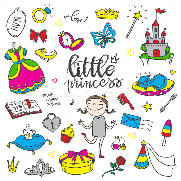 Pequeno princesa engraçado cor conjunto meninas Foto stock © vasilixa