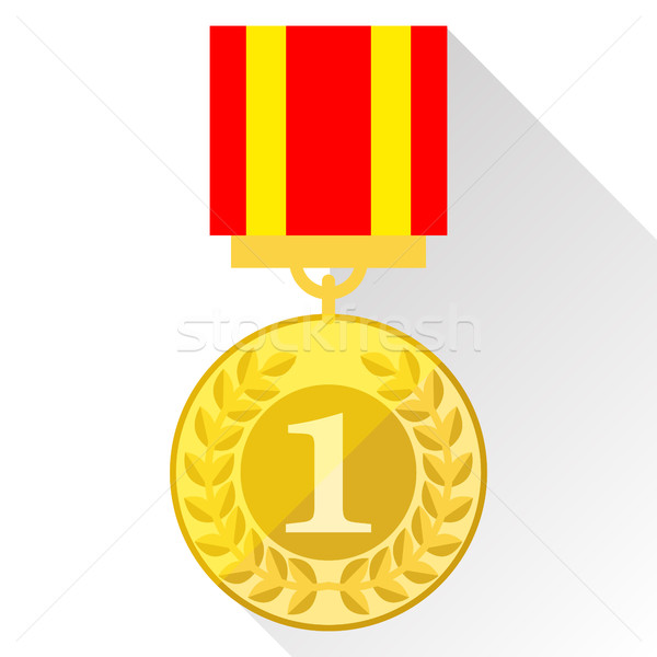 Stockfoto: Gouden · medaille · icon · witte · ontwerp · star · goud