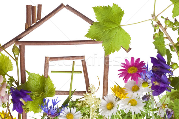 家，甜蜜的家 應用 拼貼 白 花卉 商業照片 © vavlt