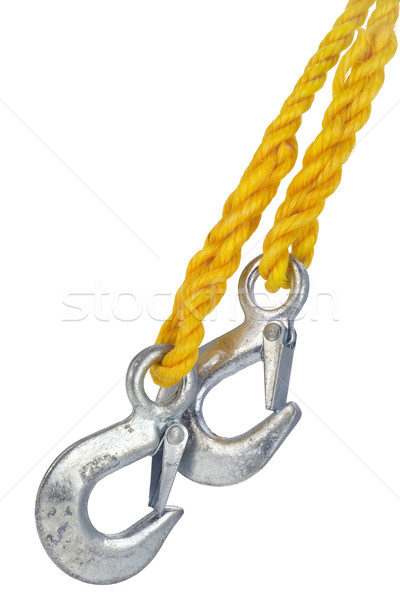 Yellow rope with metal hooks Stock photo © vavlt