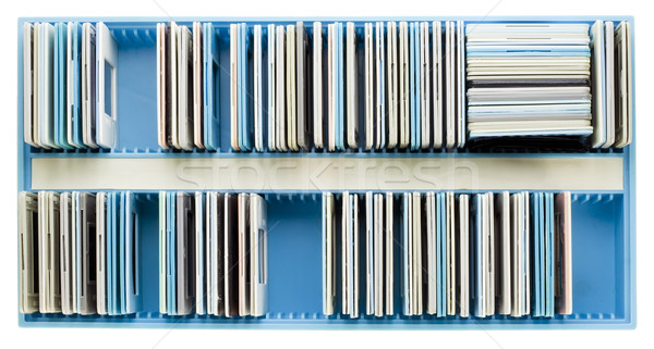 Caixa velho poeirento azul filme branco Foto stock © vavlt