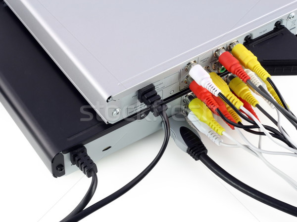 Stock photo: DVD  players with connected video cables