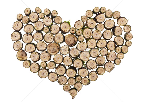Stockfoto: Houten · hart · bos · geïsoleerd · bomen · liefde