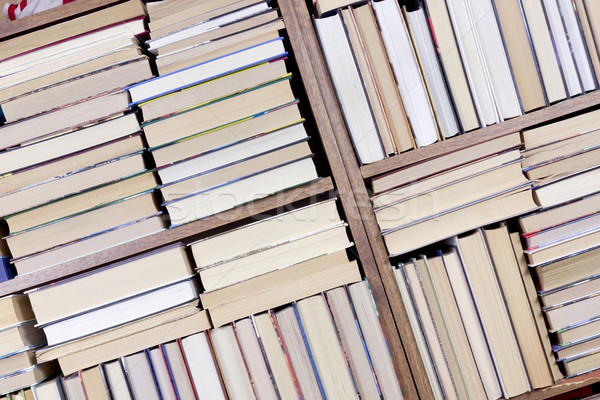Könyvek polc öreg retro fából készült elöl Stock fotó © vavlt
