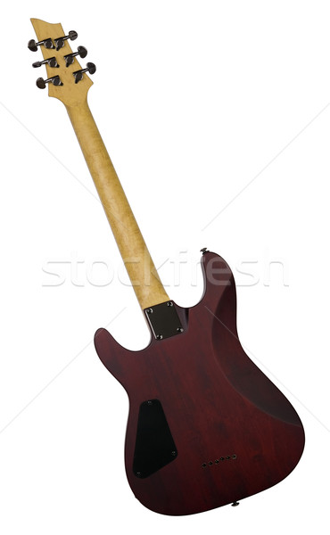 Foto d'archivio: Retro · rosso · legno · chitarra · isolato · chitarra · elettrica