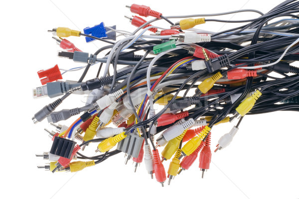 Stock photo: Different connectors, cables  and plugs