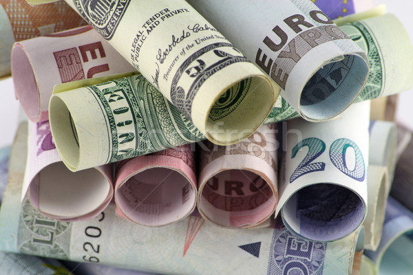 деньги евро долларов бумаги фон белый Сток-фото © vavlt