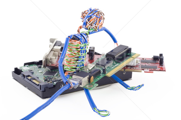 Twisted man assemblage the computer Stock photo © vavlt
