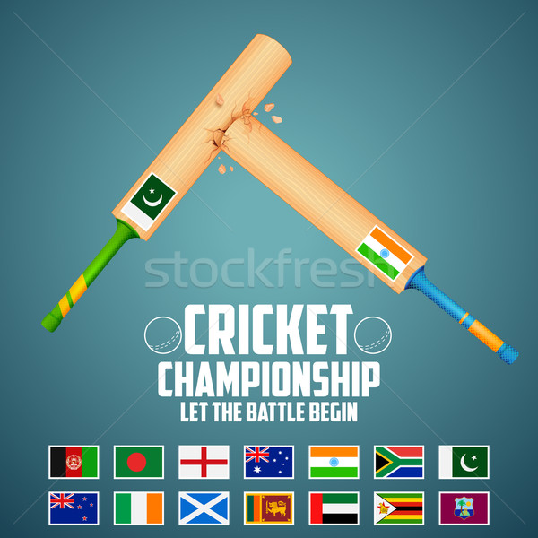 Cricket bat of different participating countries Stock photo © vectomart
