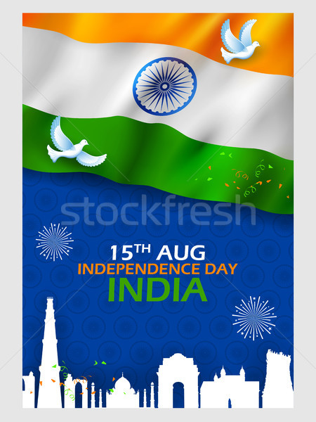 Famous Indian monument and Landmark for Happy Independence Day of India Stock photo © vectomart