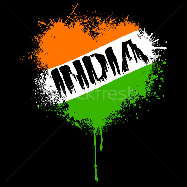 Grungy Indian Flag color Heart Stock photo © vectomart