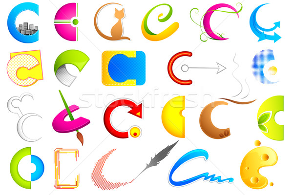 Different Icon with alphabet b Stock photo © vectomart