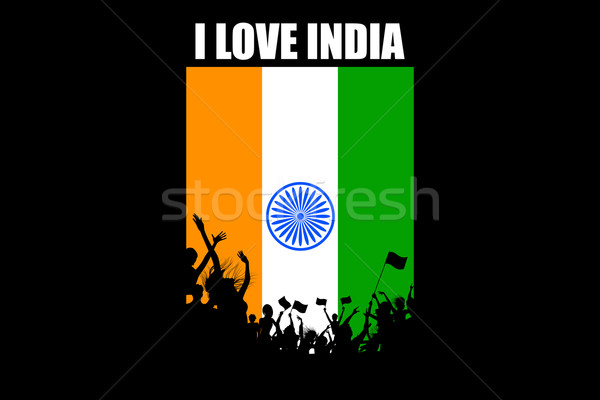 Indiai emberek illusztráció polgár integet zászló Stock fotó © vectomart
