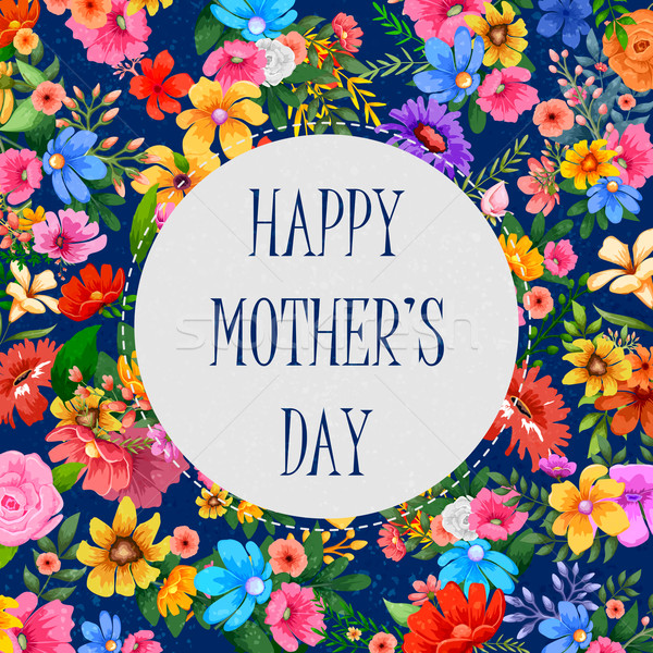 幸せな母の日 実例 カラフル カード 花 母親 ストックフォト © vectomart
